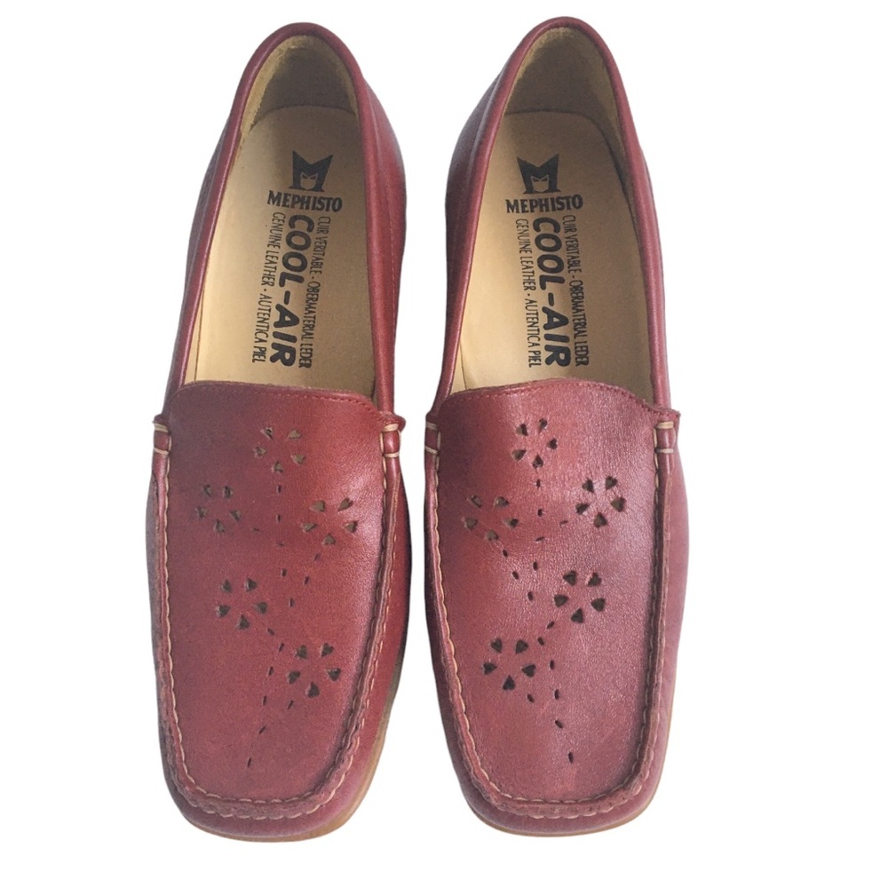 Mephisto Cool Air Genuine Leather Moccasins/ Loafer Shoes Red 6.5